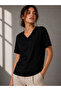 Women's V-Neck Basic T-Shirt Short Sleeve Summer Regular Fit T-Shirt - Black - 3