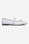 Berity Women's Mesh Ballerinas White Genuine Leather - 5