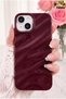 iPhone 14 Plus Case Shiny Embossed Wave Design Patterned Plum Shock Absorbing
