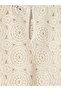 Beige Crew Neck Lace Blouse - 2