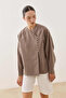 Striped Modal Kimono Shirt Brown - 6