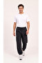 Men's Black Cargo Pocket Thin Parachute Fabric Pants, Comfortable Fit Baggy with Adjustable Leg Clips