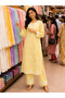 Yellow Chikankari Embroidered Cotton Kurta Set - CHK1010 | Yellow-Size:XL-42-Inches