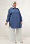 68067 Plus Size Cupra Shirt with Elasticated Sleeves - Indigo