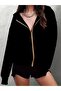 Women's Long Sleeve Hooded Zippered Front Pocket Detailed Fleece-Lined Two Thread Jacket - 5