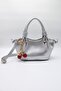 Women's Silver Knot Detailed Crossbody Hand and Shoulder Bag with Cherry Charm Accessory - 5