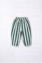 Children's Green and White Striped Elastic Waist Pants