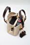Women's Cream Brown Crossbody Hand and Shoulder Bag with Front Accessory Detail and Charm Accessory - 7