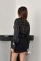 Women's Black Striped Satin Shirt Long Sleeve Buttoned Shirt Collar Woven - 5