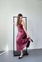 Women's Burgundy Strappy Faux Leather Look Square Neck Waist Accent Midi Dress - 2