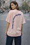 Women's Powder T-Shirt Oversize Round Neck Front and Back Printed Short Sleeve Single Jersey - 2