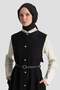 Belt Detailed Tweed Gilet Dress Black - 3