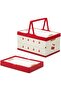 Large plastic storage basket with lid, foldable, portable picnic basket, suitable for clothes, books, and sundries (red and white).