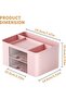 Pink 1-Piece Desktop Organizer Pen Holder with Drawer 19.5x14x10 cm - 3