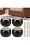 set of four round wooden furniture legs, 5 cm high, suitable for sofas, beds, armchairs, and wardrobes. Comes with screws and tape (black). - 2