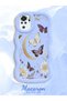 Redmi Note 10 4G/Note 10S Compatible Wavy Frame Moon Butterfly and Flower Pattern Silicone Phone Case