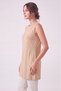 Women's Four Seasons Crew Neck Sleeveless Viscose Short Tunic Beige - 6