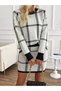 Women's Plaid Patterned Knitwear Double Set with Mini Skirt and Crew Neck Sweater Set - 2