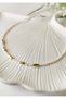 White Glass Bead Detailed Gold Anklet 22+5 cm - 2