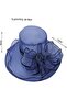 Foldable summer floral hat, dark blue, wide lace, perfect for a beach vacation. - 2