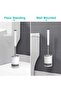 Silicone toilet brush set, wall-mounted, floor-standing, stainless steel long-handled, quick-drying holder, for bathrooms. - 5