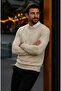 Men's Basic Winter Long Cream Sweater - 3