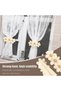 Curtain pulls, bohemian-style curtain rods with floral designs, for children's rooms and offices. 2-piece set - 4