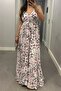 Leopard and Flower Patterned Strappy Dress Rom39835