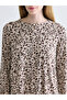 Plus Size Crew Neck Patterned Blouse - 5