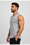 Men's Gray Melange Crew Neck Sleeveless T-Shirt-D690 - 2