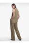 Asymmetrical Cut Sleeveless Crew Neck Satin Blouse - 6