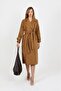 Tan Lined Suit Fabric Belted Long Trench Coat Tns-9007 - 6