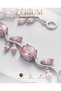 Women's Steel Bracelet Premium Series Pink Stone Ivy Leaf Motif - 7