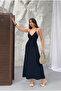 Backless Cross-Strapped Tencel Fabric Long Dress - 4