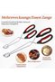 2-Piece Stainless Steel Scissor Tongs, Ergonomic Non-Slip Cooking & Grilling Food Clamps, Kitchen Accessories - 3
