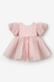 Powder Balloon Sleeves Girls' Satin Dress - Dona - 4