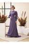 Lilac Boat Neck Embroidered Maxi Dress - 3
