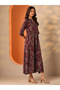 Maroon Printed Rayon A-Line Maxi Dress - 4