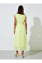 Yellow Sleeveless Pleated A-Line Midi Dress - 5