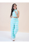 Girls Blue Checked Halter Neck Top and Pants Set