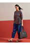 Blue Geometric Peplum Top And Balloon Pants Co-Ord Set - 3