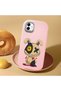 Samsung Galaxy A04 Compatible Case Camera Protector Pink Silicone Couple Phone Case with Character Pattern - 2
