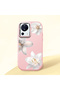 Mi 13 Lite Compatible Case Camera Protective Pink Silicone Couple Phone Case with Floral Pattern