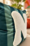 Punch Embroidered Throw Pillow Cover - 43*43 cm - Green Letter N - Pnk001 - 2