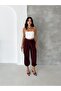 Burgundy Bell-Bottom Woven Trousers