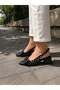 Women's Mina Black Satin Polka Dot Bow Detailed Open Back 4 cm Heeled Shoes - 3