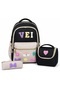 School Bag Set of 3 Imported Luxury School Bag Complete with Lining Waterproof Bag+Lunch Bag+Pen Holder Embroidered Print - 5