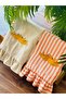 Set of 2 Embroidered Ruffled Kitchen Towels (Raw Linen Kitchen Towel + Orange Striped Linen Kitchen Towel) - 4