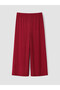 Burgundy Plus Size Women's Capri Pants with Elastic Waist - 3