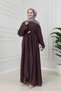 Bolero Detailed Defne Dress with Buckle Detail - Bordo